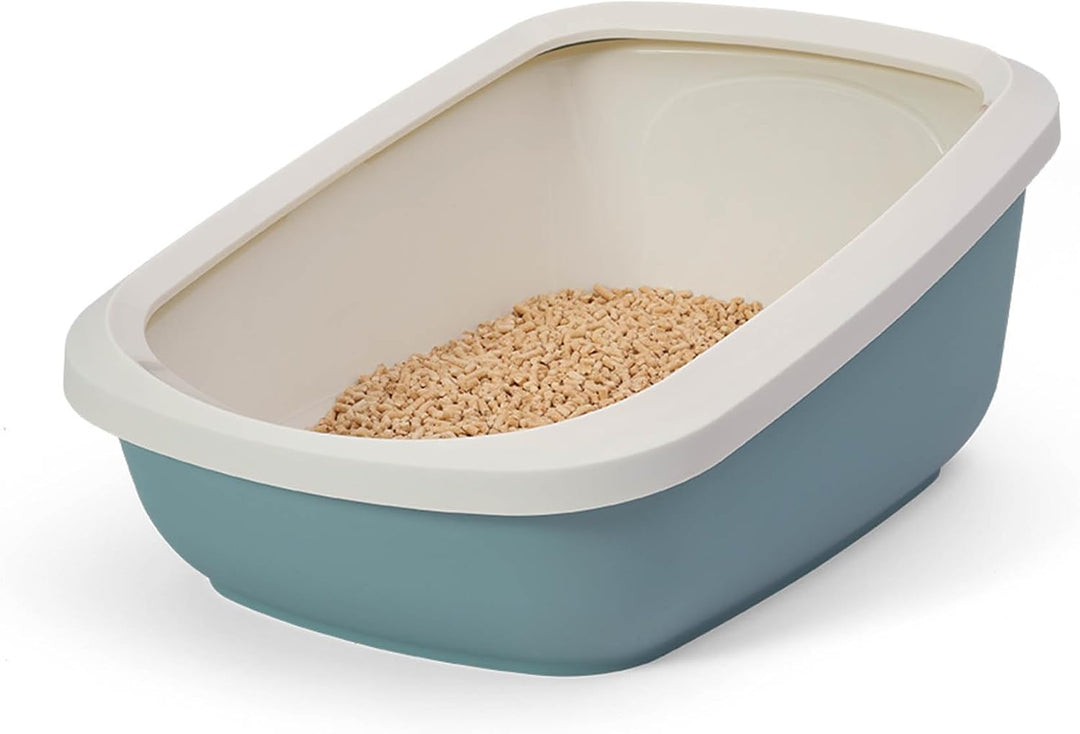 Katzentoilette PeeWee EcoGranda Katzenklo Schale offen Katzen WC inkl. 3kg Streu, Farbe: Taubenblau-