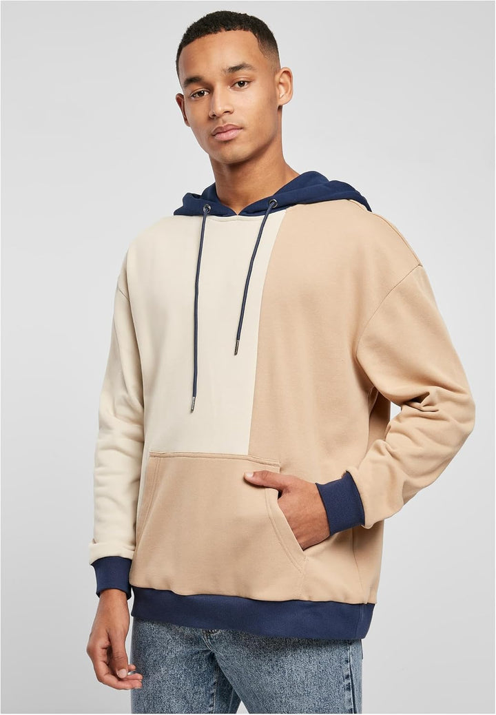 Urban Classics Oversized Color Block Hoody, Herren Kapuzenpulli aus Terry-Stoff mit Kängaru-Tasche,
