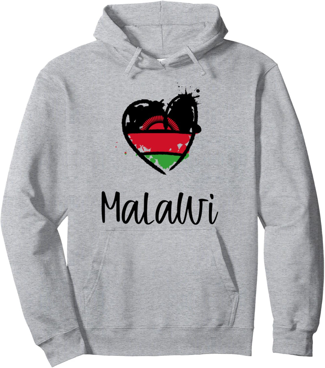 Malawi Heart Line Art Flag Cute Africa Chewa Malawian Gift Pullover Hoodie