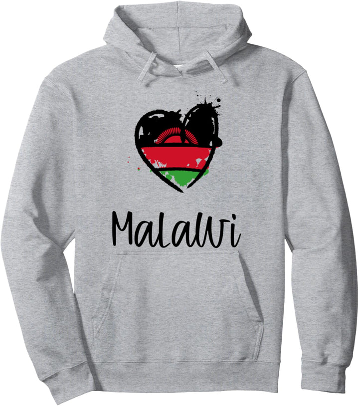 Malawi Heart Line Art Flag Cute Africa Chewa Malawian Gift Pullover Hoodie