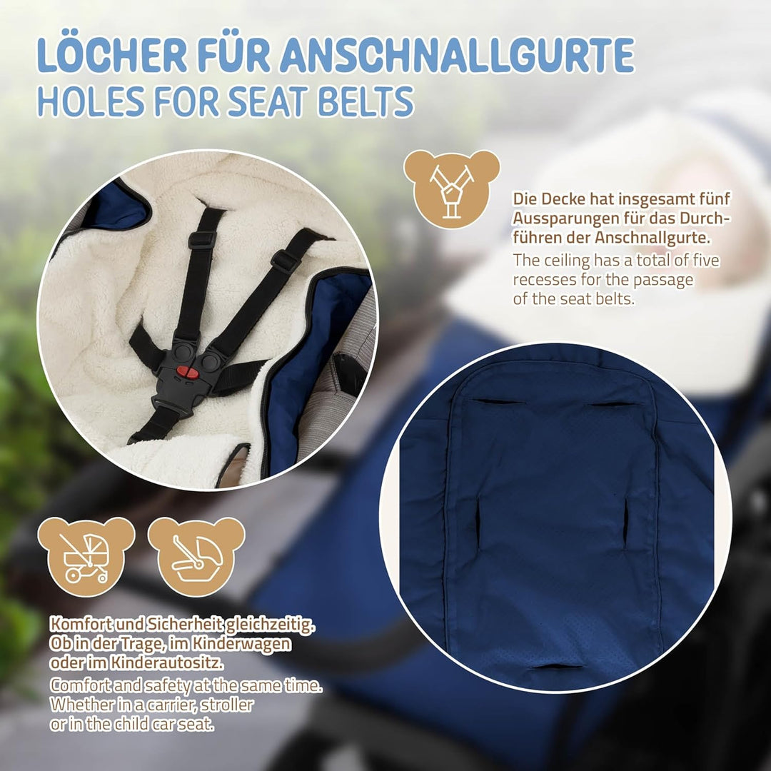 Joyz Babyfusssack, Blau, Universal Fusssack für Babyschale, Kinderwagen & Buggy, Sitzauflage aus Fle