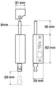 Yale Locks P124 Door Push Bolt Polished Chrome Chrome Finish Visi, Chrome Finish Visi