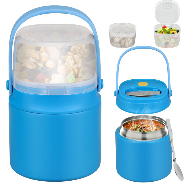 Itslife Thermobehälter für Essen 450ml mit 2pcs Snackbox, Auslaufsicherer Lunchbox Kinder mit Löffel
