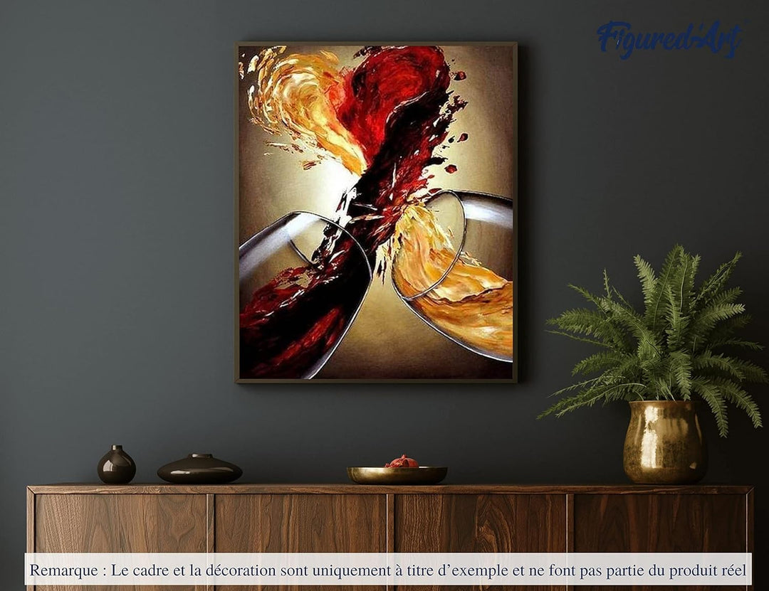 Figured'Art Malen Nach Zahlen Erwachsene Mit Rahmen Rot- und Weisswein - Paint by Numbers Basteln DI