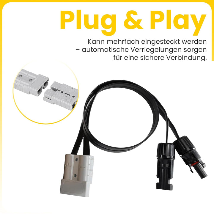 Offgridtec Anderson-zu-PV Flachkabel 4mm², Super Flaches Solar-Verbindungskabel mit Anderson- &amp; PV-S