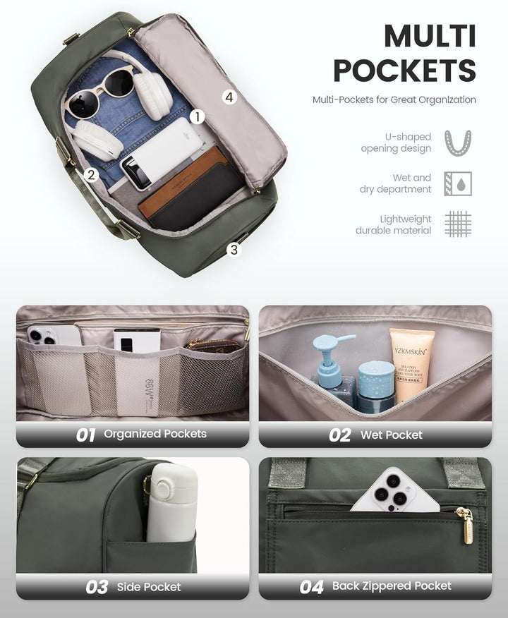 LOVEVOOK Sporttasche Reisetasche Damen, Weekender Travel Bag mit Kulturtasche, Schuhfach & Nassfach,