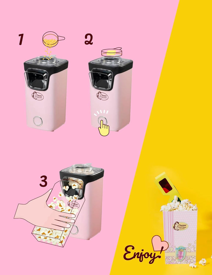Bestron Popcornmaker, Turbo-Popcorn in unter 2 Minuten, Popcornmaschine mit Heisslufttechnologie, in