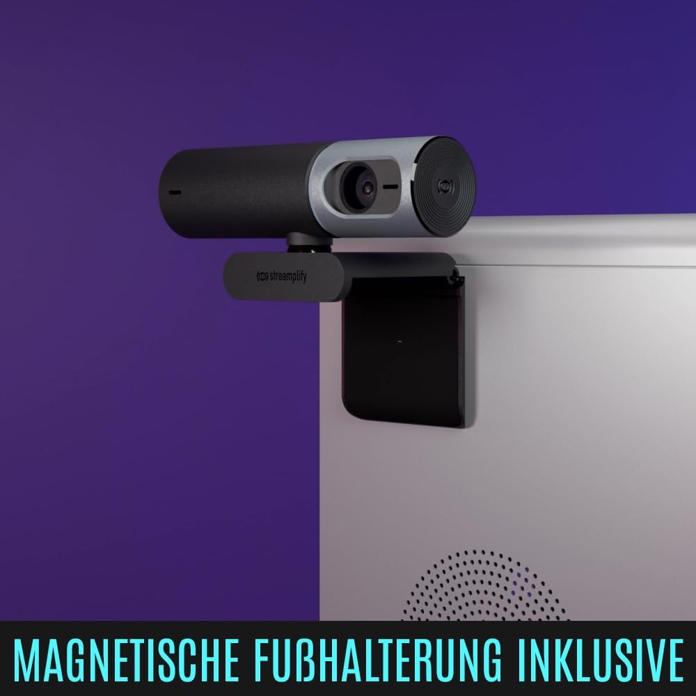 Streamplify CAM PRO 4K Webcam, 105° Weitwinkel, 8,5M Pixel Sensor, Eingebaute Stereo-Mikrofone, Auto