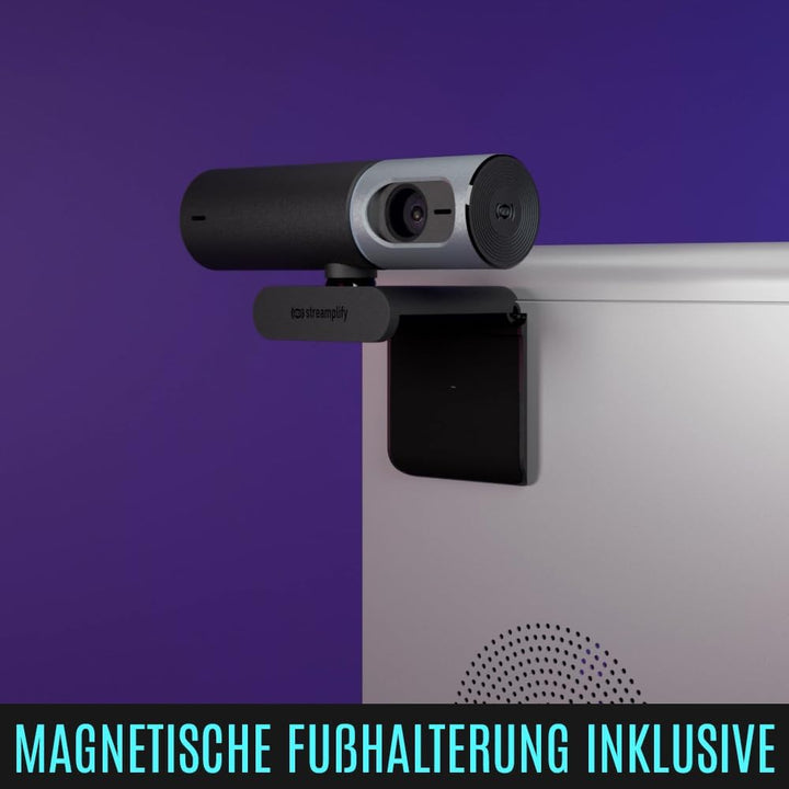 Streamplify CAM PRO 4K Webcam, 105° Weitwinkel, 8,5M Pixel Sensor, Eingebaute Stereo-Mikrofone, Auto