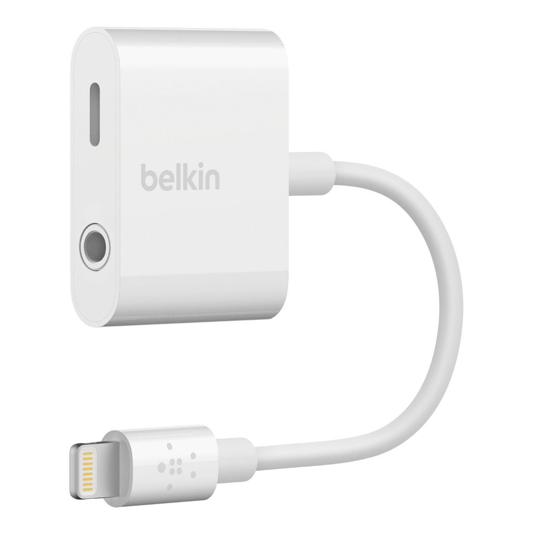 Belkin 3,5 mm Audio + Charge Rockstar (iPhone Aux-Adapter/iPhone-Ladeadapter), weiss 3.5mm audio + c