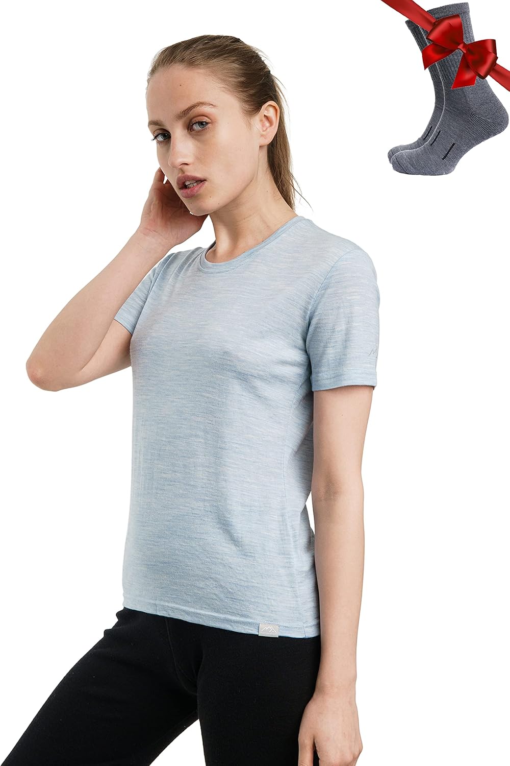 Merino.tech Merinowolle T-Shirt Damen - 100% Merinowolle Leichte Basisschicht Damen Kurzarm T-Shirt