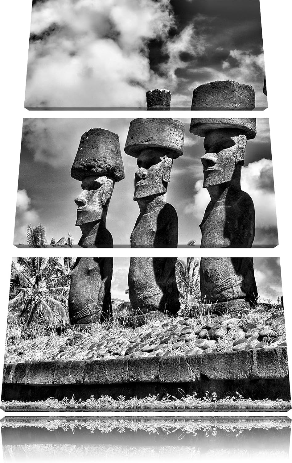 Pixxprint Moai Statuen auf den Osterinseln als Leinwandbild/Grösse: 3 Teilig (120x80 cm) cm/Wandbild