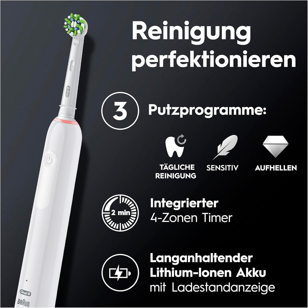 Oral-B PRO 3 3000 Elektrische Zahnbürste/Electric Toothbrush, 2 Sensitive Clean Aufsteckbürsten, 3 P