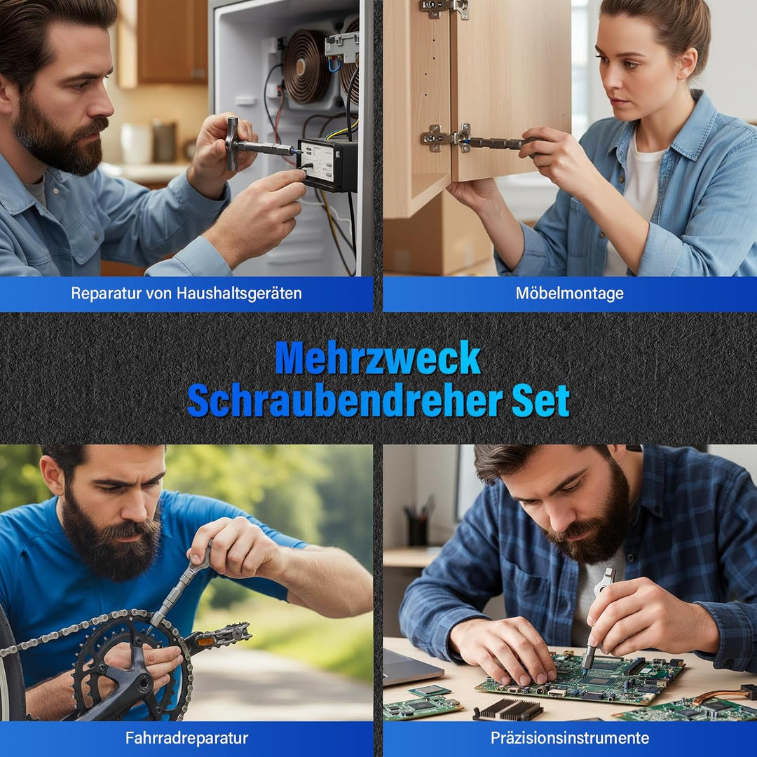24-in-1 Ratschenschraubendreher Set – Magnetic Screwdriver Set mit S2-Bits, Abnehmbarer T-Ratschengr