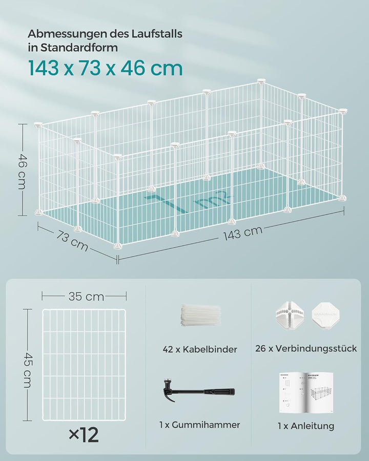 SONGMICS Freilauf, DIY-Kleintiergehege, KleintierkÄfig, Welpenauslauf, Kaninchen, Meerschweinchen, M