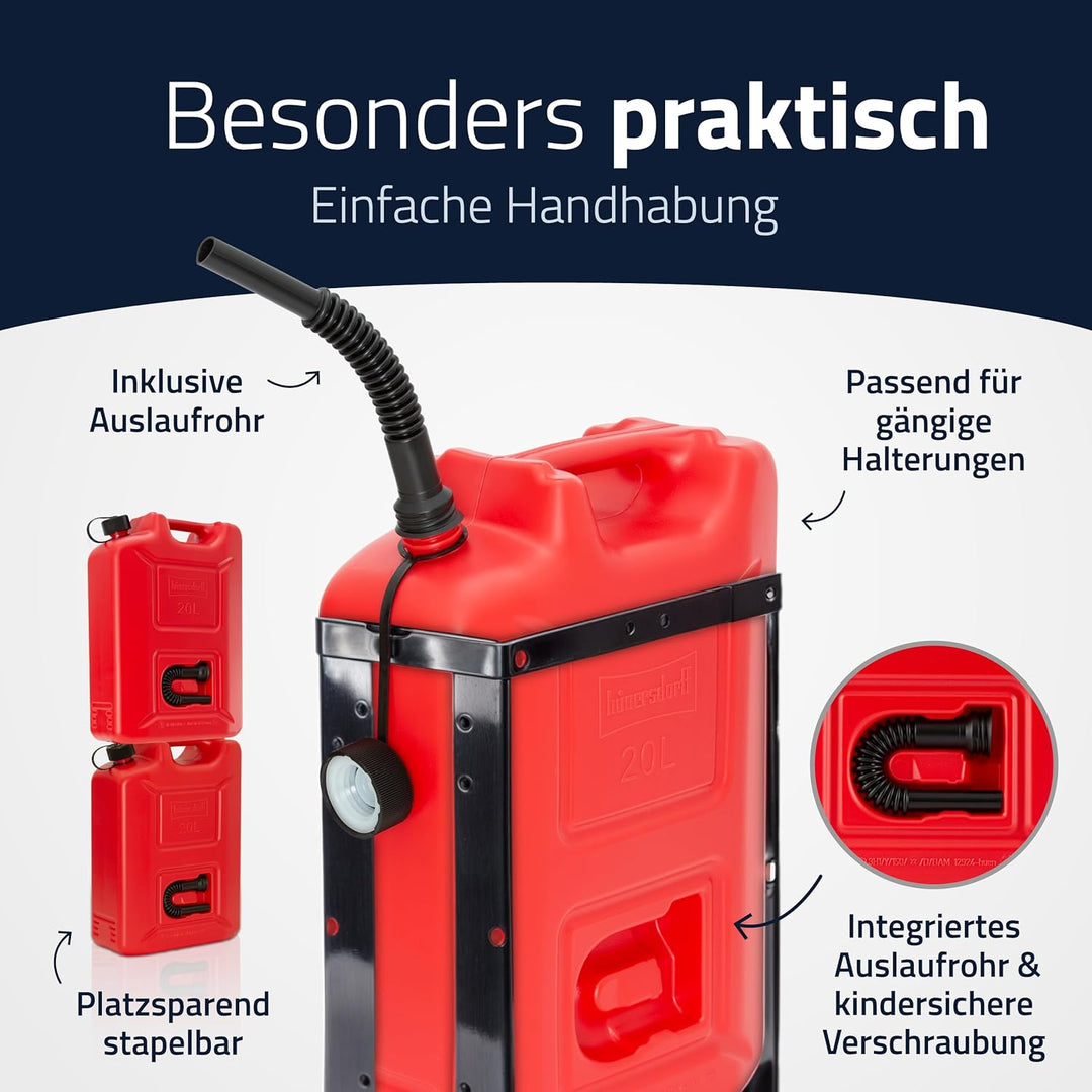 hünersdorff 802060 Kraftstoff-Kanister PROFI 20l für Benzin, Diesel und andere Gefahrgüter, UN-Zulas