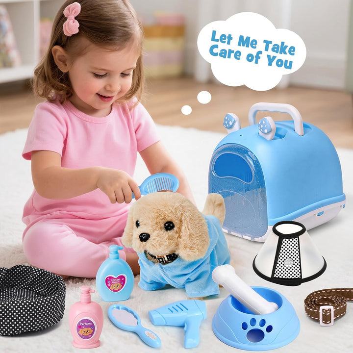 Tacobear Hund Spielzeug Kinder der Läuft und Bellt, Elektrischer Hund mit Leine Hundekäfig Hundemant