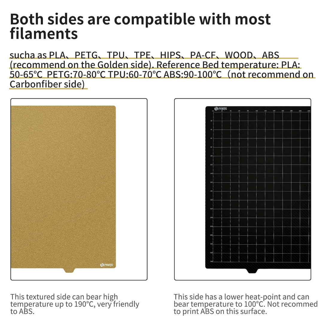BCZAMD Ender 5 Plus 2022 Build Plate JanusBPS-PET Platform Gold Textured Powder PEI+PET Carbonn Fibr