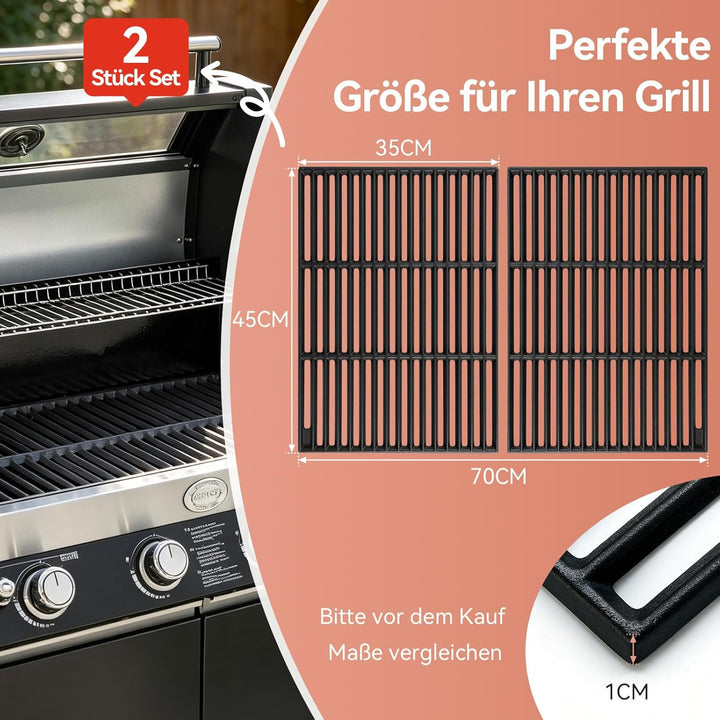 45 x 35 cm Gusseisen Grillrost für Rösle Videro G4-S, Allflame Prime 4, Grillrost Ersatz für Enders