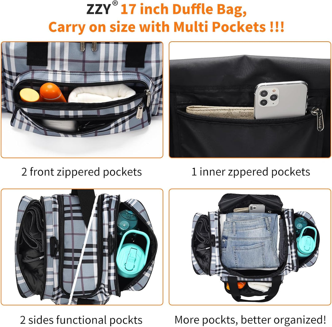ZZY Sporttasche klein, 25L Gym Tasche, Fitness Tasche Trainingstasche für Weekender Reisetasche (Gra