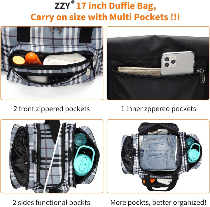 ZZY Sporttasche klein, 25L Gym Tasche, Fitness Tasche Trainingstasche für Weekender Reisetasche (Gra