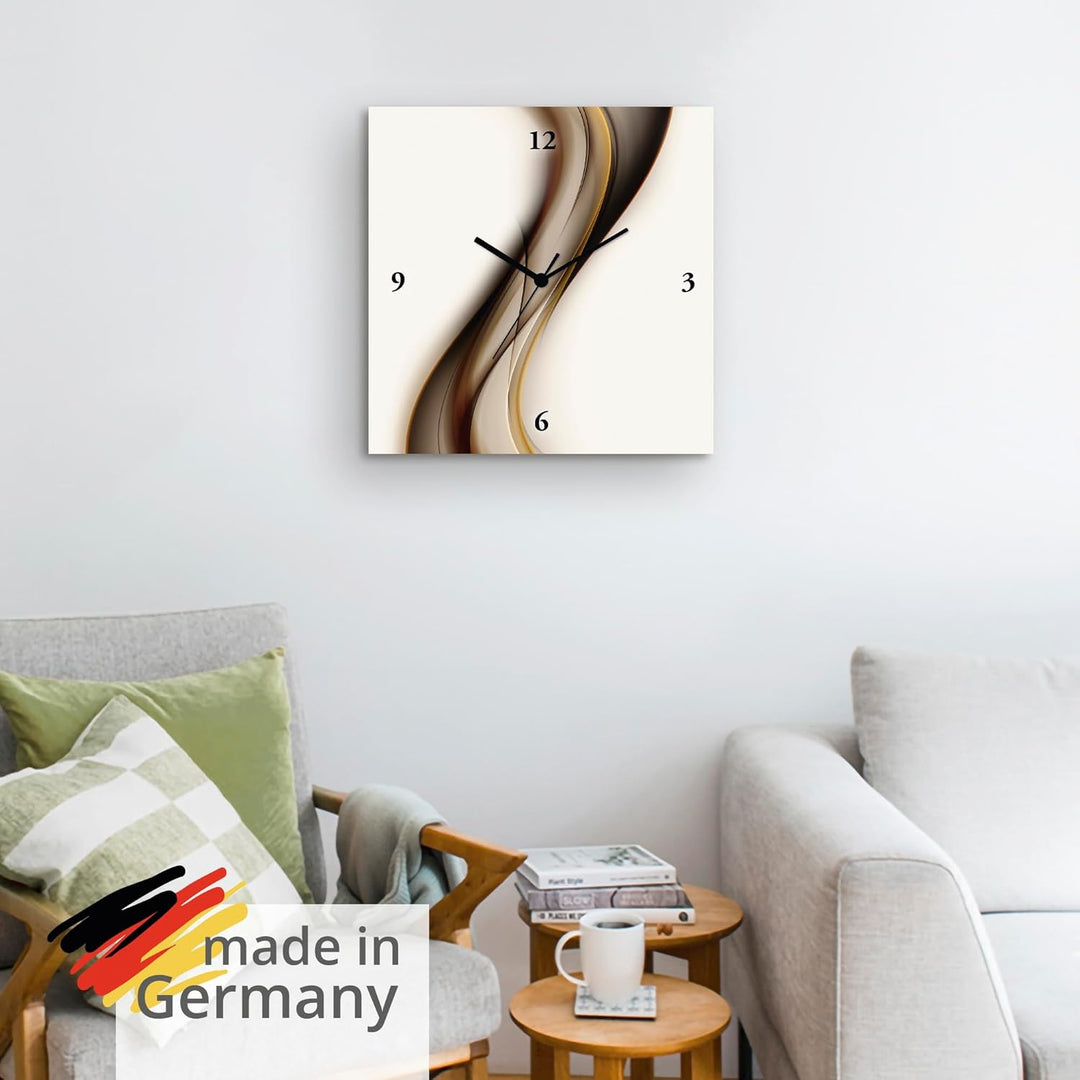 ARTLAND Wanduhr ohne Tickgeräusche Alu Quarzuhr 30x30 cm Quadratisch Lautlos Abstrakte Kunst Design