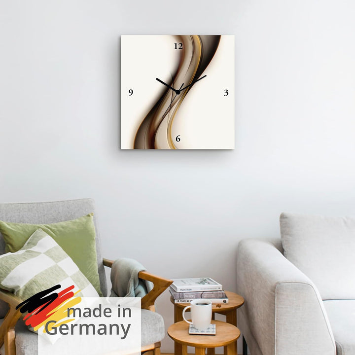 ARTLAND Wanduhr ohne Tickgeräusche Alu Quarzuhr 30x30 cm Quadratisch Lautlos Abstrakte Kunst Design