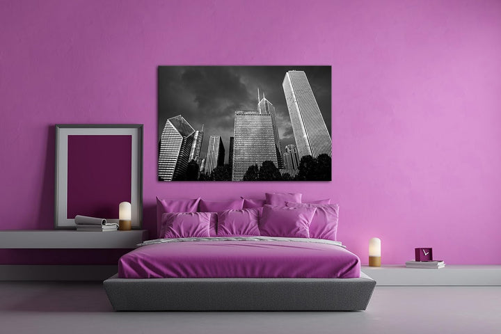 deyoli Chicago Innenstadt mit gigantischen Gebäuden Effekt: Schwarz/Weiss im Format: 60x40 als Leinw