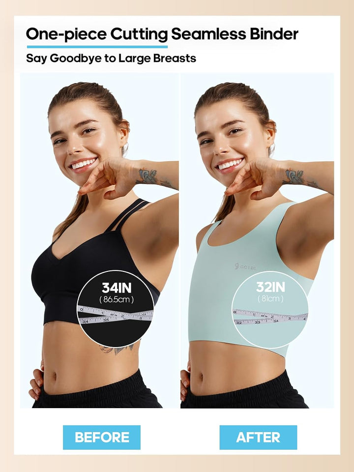 Trans Binder Transgender FTM Brust Binder für Damen Atmungsaktive Halb Kompression BH Grün S, Grün S
