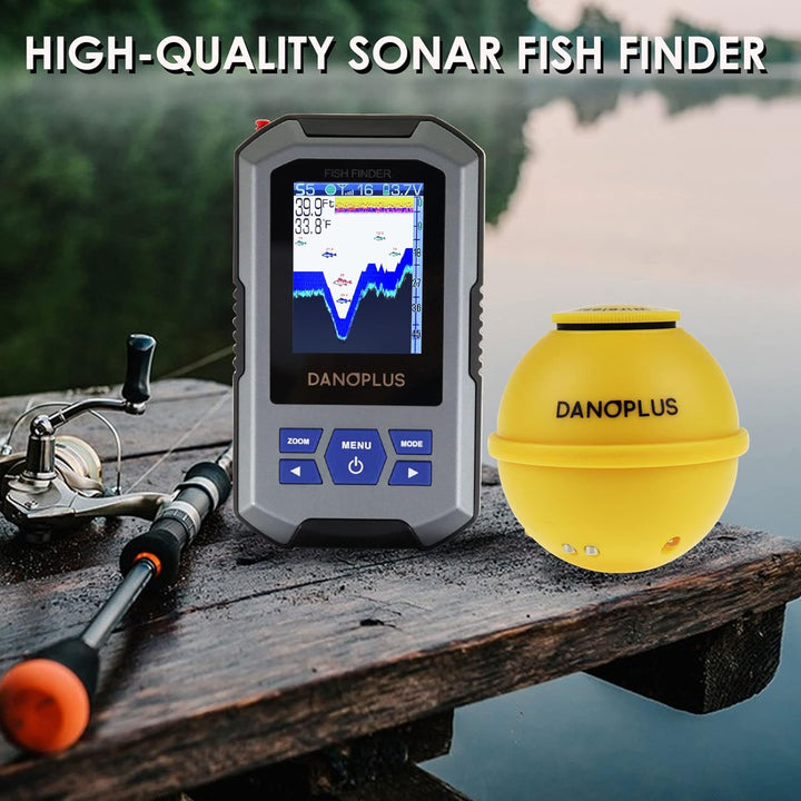 Kabelloser Fischfinder Tragbarer Fischfinder Sonar-Sensor 45 m Tiefenerkennung Wiederaufladbare Tief