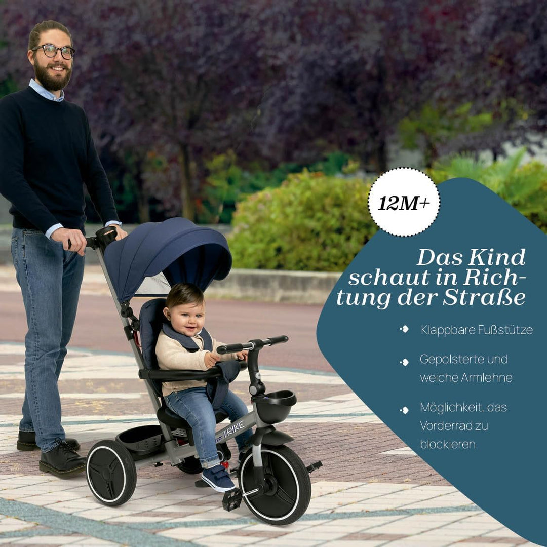Chicco, 4in1 Trike, Metallrahmen, Eva-Gummiräder, 4-Punkt-Gurtsystem, Teleskopgriff und Abnehmbares