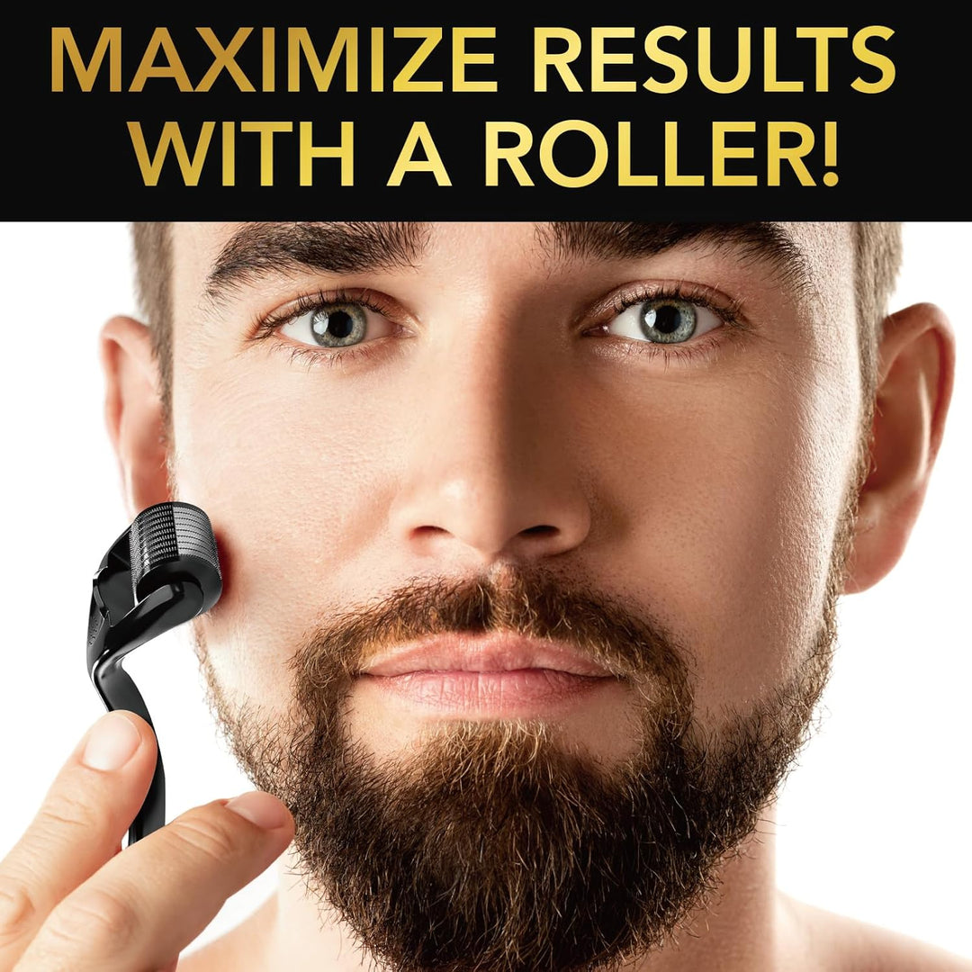 Beard Growth Kit, Beard Growth Serum mit Rolle, Beard Growth Oil - Schnelles Wachstum & Verdickung f