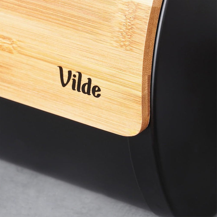 Vilde - Brotkasten metall - Brotbox - Brotbehälter aus Stahl und Holz - Bread box - Brot aufbewahrun