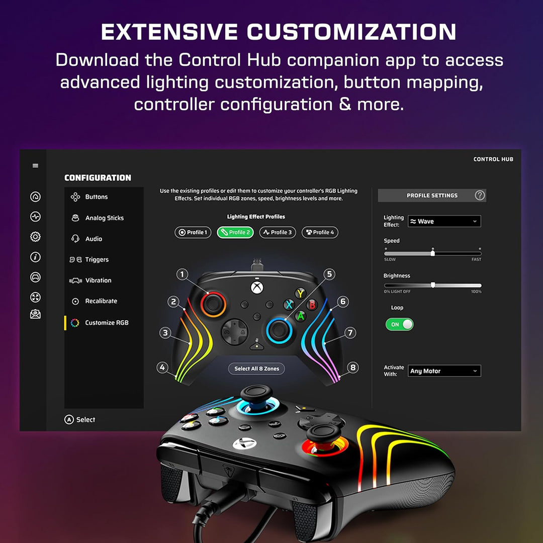 Turtle Beach Afterglow Wave Controller Schwarz Wired RGB Gaming Controller – Lizenziert für Xbox Ser