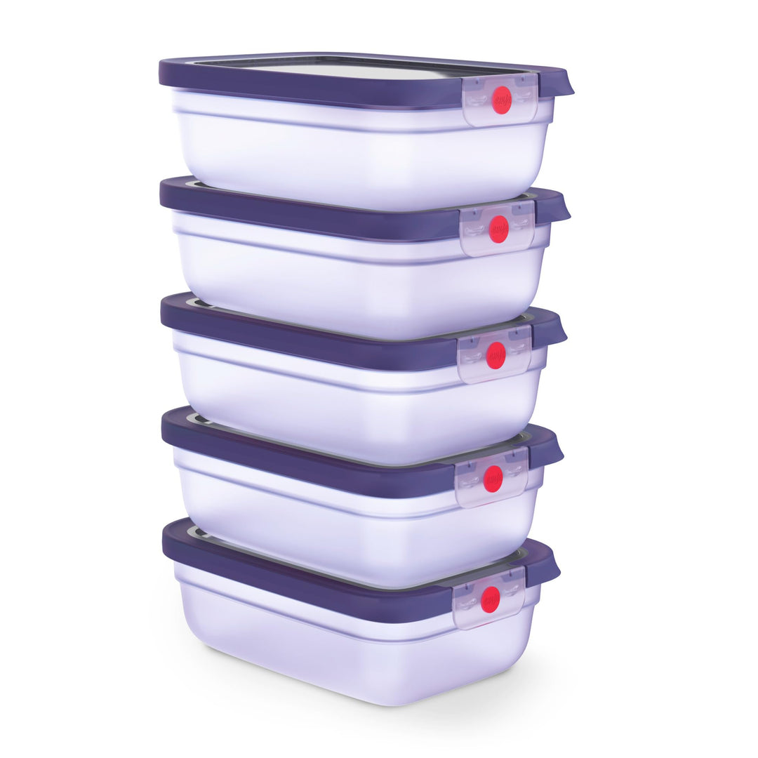 EMSA oneClick Frischhaltedosen, Meal Prep Set 5 x 1,2L, Lebensmittel 2 x länger frisch, 100% dicht,