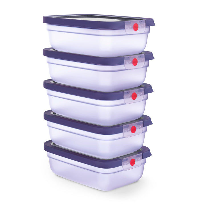 EMSA oneClick Frischhaltedosen, Meal Prep Set 5 x 1,2L, Lebensmittel 2 x länger frisch, 100% dicht,