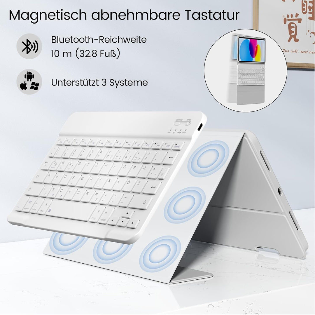 GKABXY Hülle mit Tastatur für iPad A16 11 Generation 2025/10 Generation 2022(11/10.9 Zoll), Soft TPU