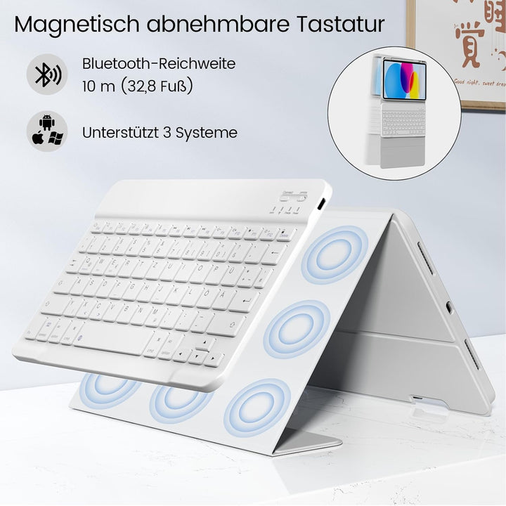 GKABXY Hülle mit Tastatur für iPad A16 11 Generation 2025/10 Generation 2022(11/10.9 Zoll), Soft TPU