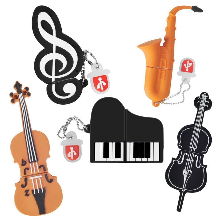 32GB*5 USB-Stick USB-Flash-Laufwerk Noten/Klavier/Saxophon/Violine/Cello, Memory Stick Cartoon Speic