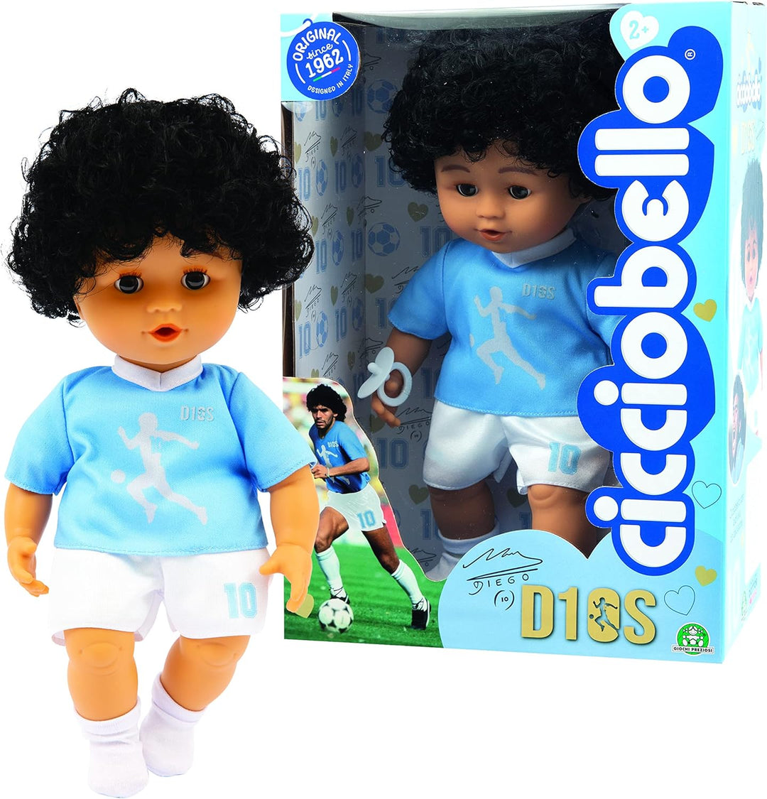 Cicciobello D10S Version Fussballspieler von Neapel, Höhe 30 cm mit weichem Körper und Schnuller, fü