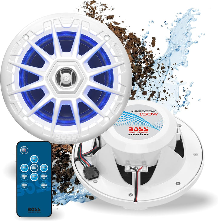 BOSS Audio Systems MRGB55W 5,25 Zoll Marine-Lautsprecher, wetterfest, 150 Watt pro Paar, je 75 Watt,