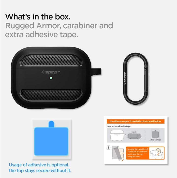 Spigen Rugged Armor Entwickelt für Apple Airpods Pro Hülle Case (2019) - Mattschwarz, Mattschwarz