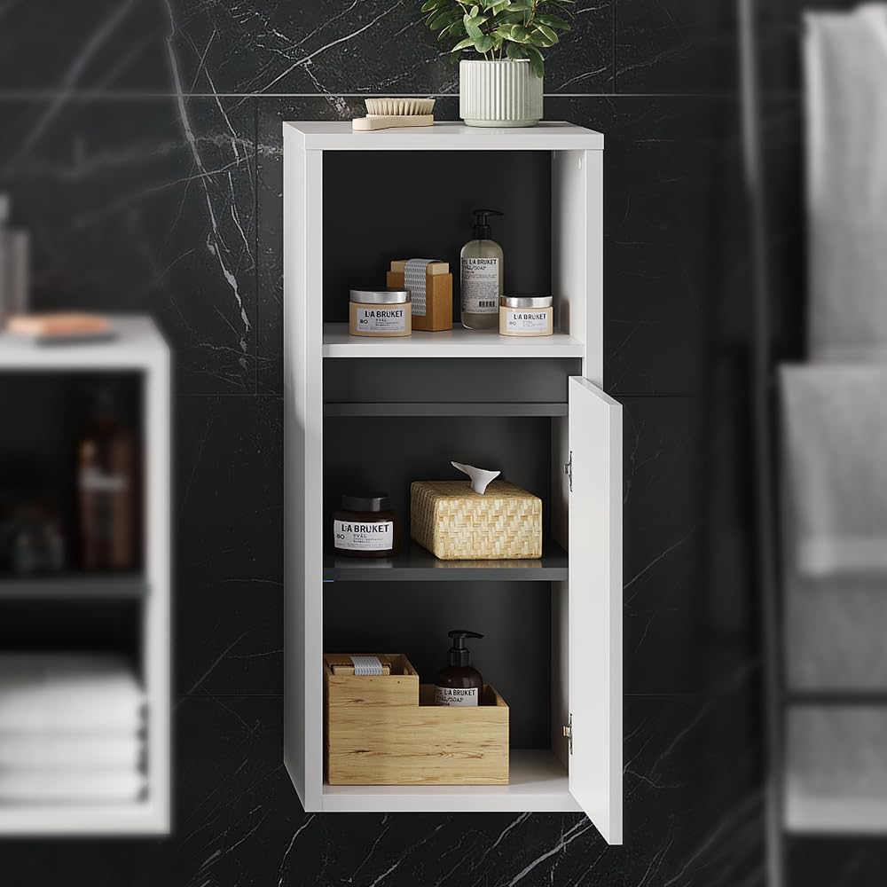 Vicco Midischrank Viola, Weiss/Anthrazit, 38 x 80 cm, Weiss