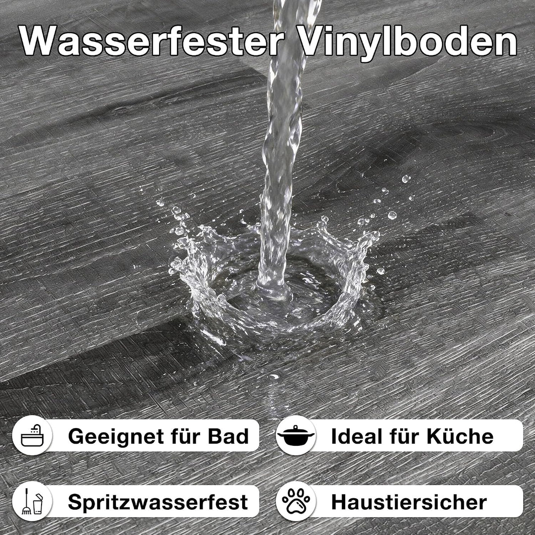 MULGREAT Vinylboden selbstklebend 5,02 m² – Wasserdichter Laminatboden in Dunkelgrau, 36 Fliesen (15