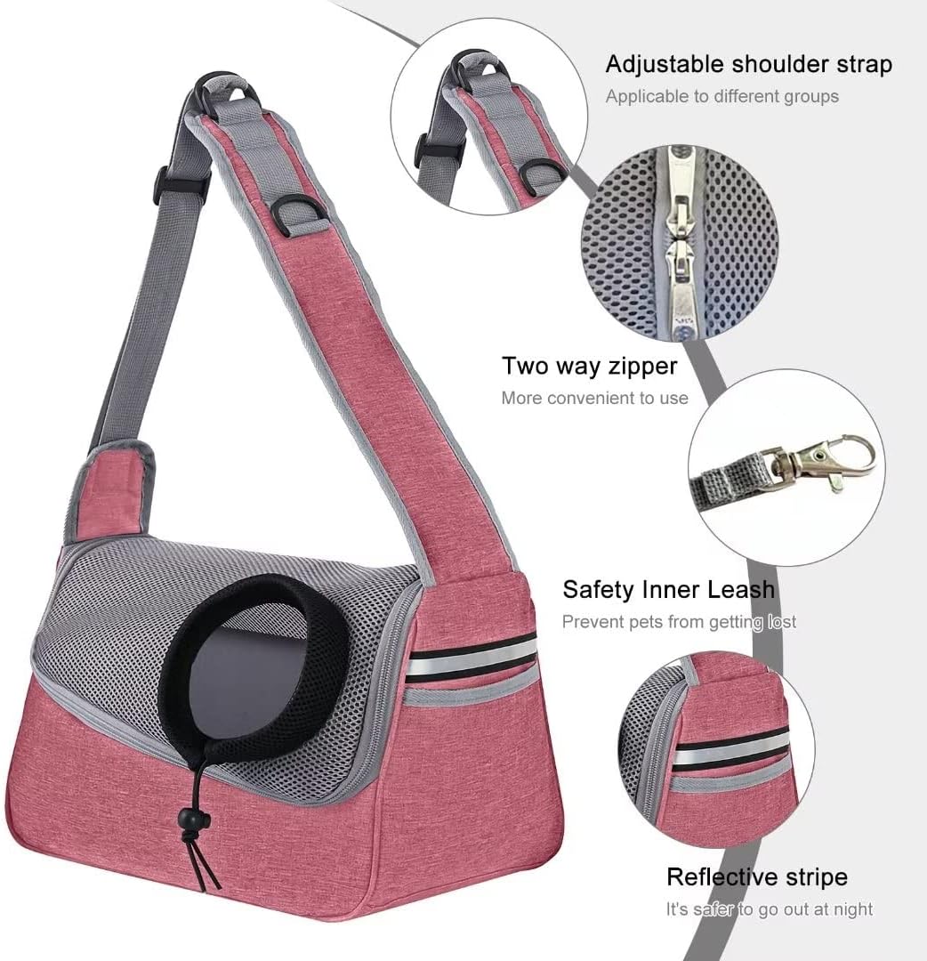 PETCUTE Hundetragetasche,Verstellbare Hundetasche Tragetuch mit Halsband Haken und Taschen,Atmungsak