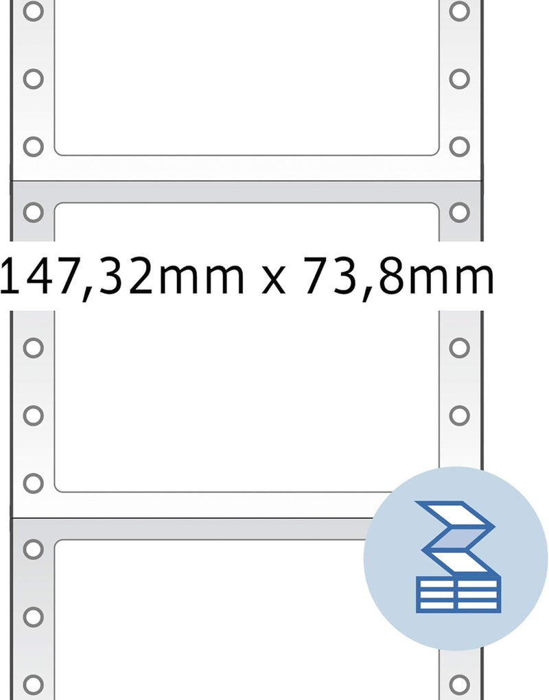 HERMA 8294 Computeretiketten endlos perforiert, 147,32 x 73,8 mm, 1-bahnig, 4000 Aufkleber, selbstkl