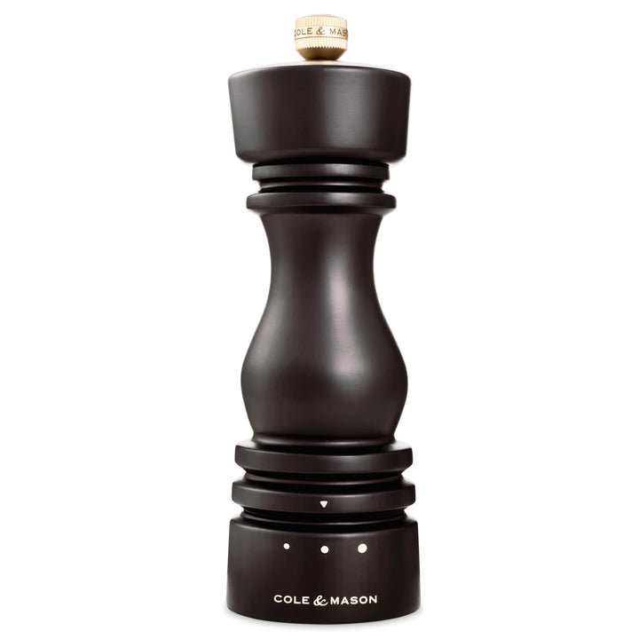 Cole & Mason London Salzmühle Holz 18 cm, Einstellbarem Mahlgrad, Keramikmahlwerk, Manuelle Gewürzmü