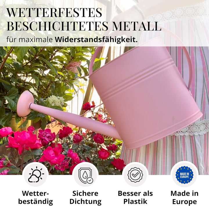 LIVLIG Giesskanne 5 Liter, Blumengiesskanne für Garten & Balkon, Hochwertige Metallgiesskanne 5L aus