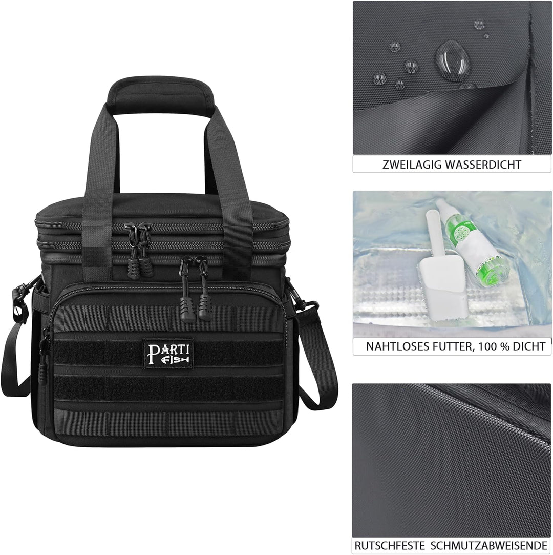 Kühltasche Faltbar Lunch Tasche Weich kühlbox für Herren Baustelle, Gross 15l 18l Erweiterbar 2-Deck