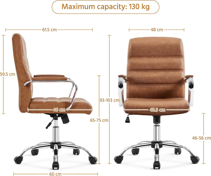 Yaheetech Bürostuhl ergonomischer Schreibtischstuhl, Drehstuhl mit Rollen, Bürohocker mit Armlehnen,